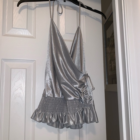 💕ON HOLD💕 Silver Ruffle Tank - Picture 3 of 8